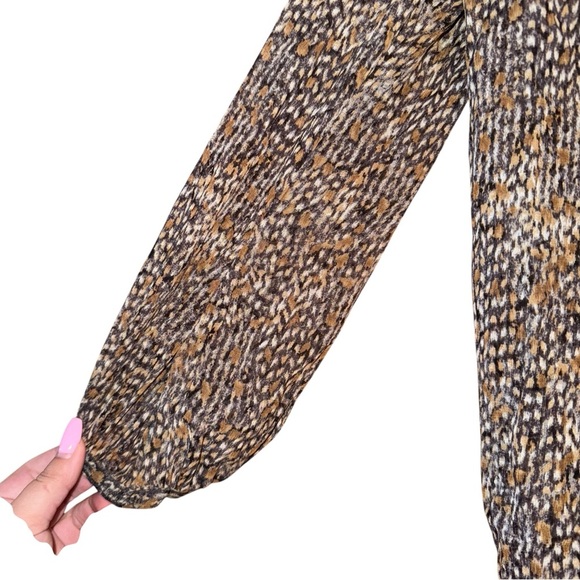 JOIE Brown Gold Dot Tassel Tribal Flowy Light Top Shirt 100% Silk Size Small - Picture 7 of 15